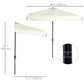 7.5ft Cream Half Parasol with Crank Handle & Top Vent