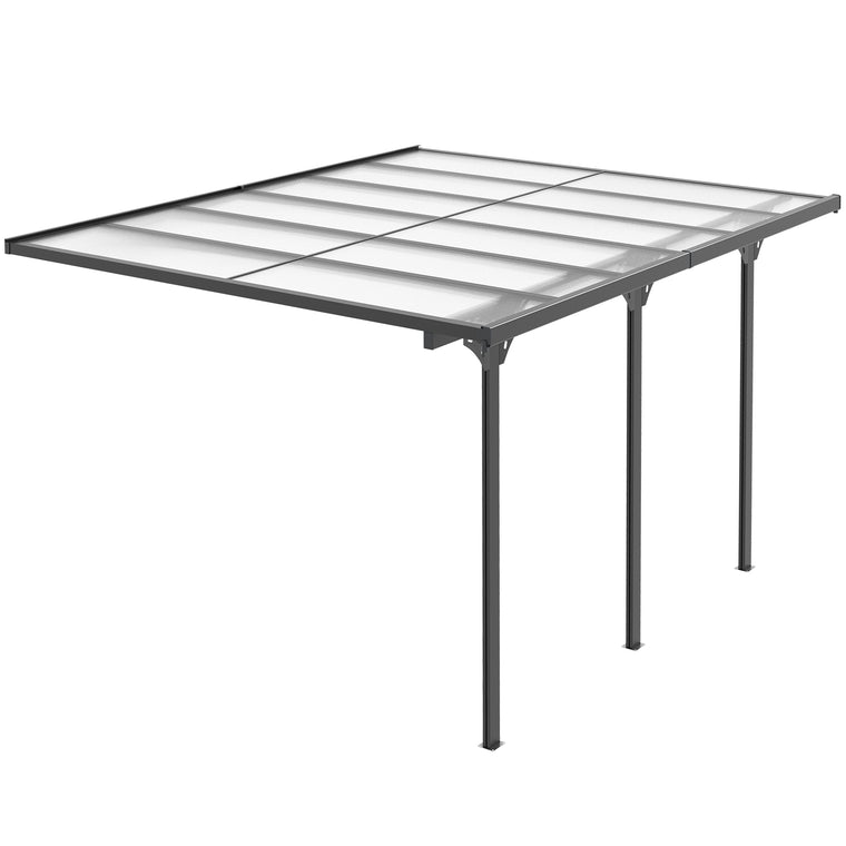 10' x 12' Grey Hardtop Pergola with Polycarbonate Roof