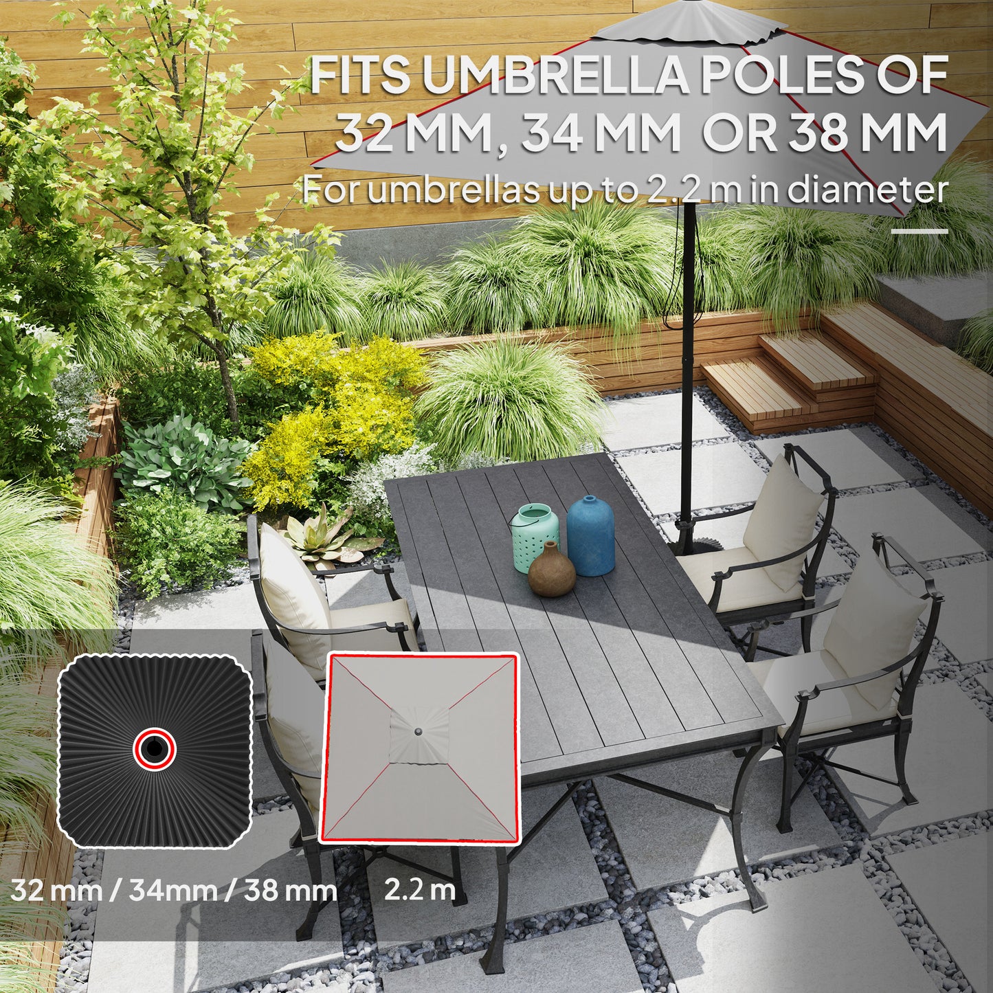 17.7" x 17.7" x 11.8" Black Heavy Duty Umbrella Base
