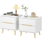 Nightstands Set of 2, Bedside Table with 2 Drawers, Modern Side End Table with Solid Wood Legs for Bedroom, White