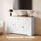 Sideboard Buffet Cabinet, Farmhouse Coffee Bar Cabinet with Door Shelves, Adjustable Shelves, Drawer, Barn Doors, White