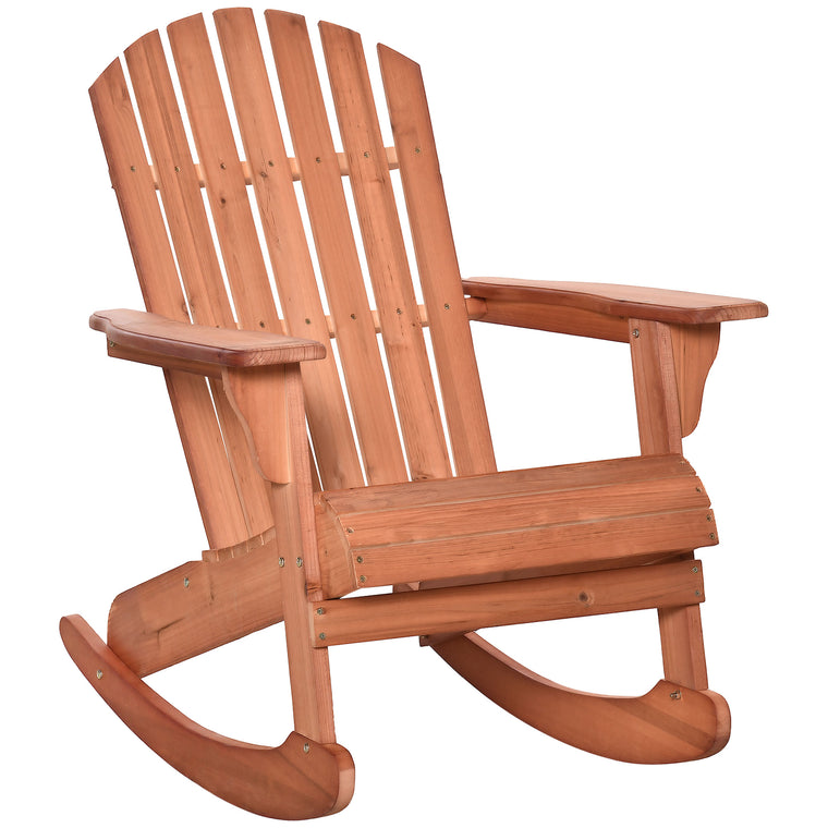 Teak Wooden Adirondack Rocking Chair with Fanned Back