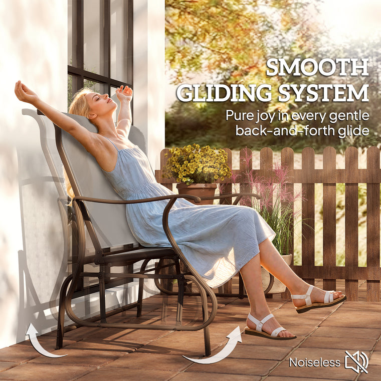 Double Gliding Patio Armchair with Mesh Seat & Steel Frame