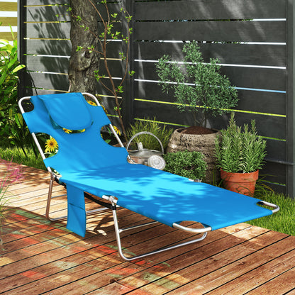 5-Level Folding Tanning Chair with Face Hole - Blue
