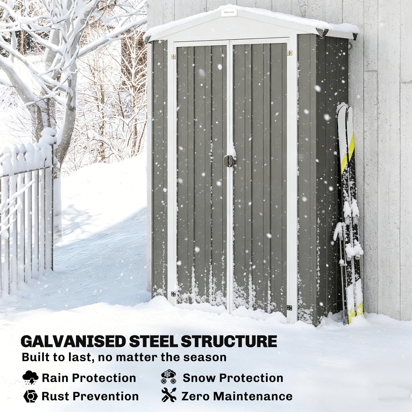Apex Roof Metal Garden Shed with Shelf