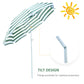 6FT Round Beach Umbrella with Tilt Mechanism, Outdoor UV Protection Sun Shaded Canopy with Push Button, Striped Green