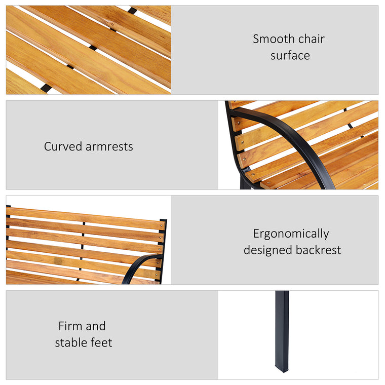 48" Wooden Garden Bench with Steel Frame