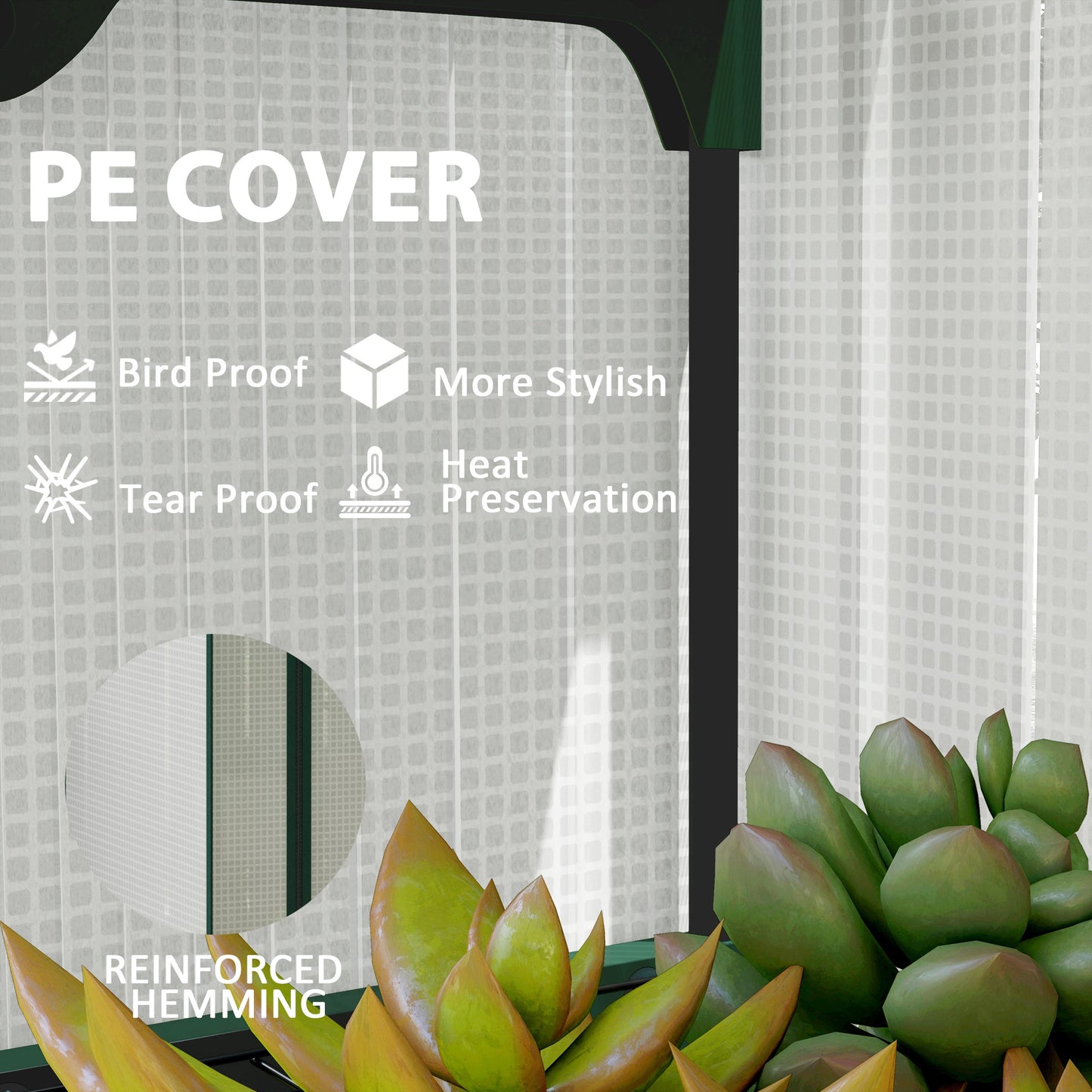 Mini Greenhouse with Screen Roof, Portable Small Greenhouse with Roll-Up Zipper Door