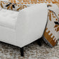 Upholstered Storage Bench with Arms, Modern Ottoman Bench for Bedroom, Entryway, and Living Room, Cream White