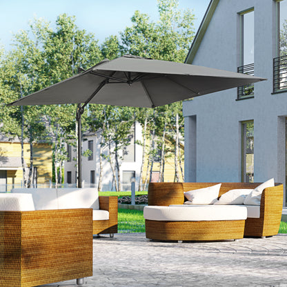 9ft Dark Grey Square Cantilever Umbrella with Cross Base & Tilt
