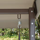 Outdoor Patio 3-Person Steel Canopy Cushioned Seat Bench Swing with Included Side Trays & Padded Comfort, Light Grey