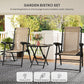 3 Pieces Patio Bistro Set, Outdoor Folding Table and Chairs Set, Metal Patio Furniture Set with Cup Holders