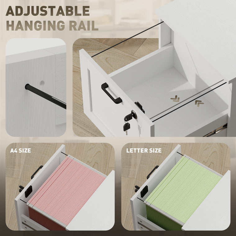 2-Drawer Vertical Filing Cabinet with Lock - White