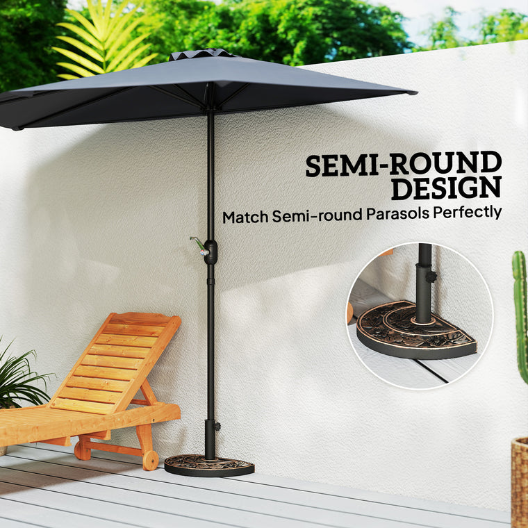 20 lb Bronze Resin Half Round Umbrella Base for 1.5-1.9" Poles
