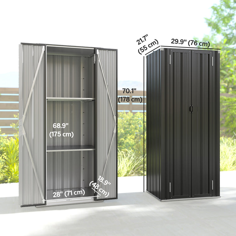 Metal Garden Shed with Adjustable Shelves & Double Doors