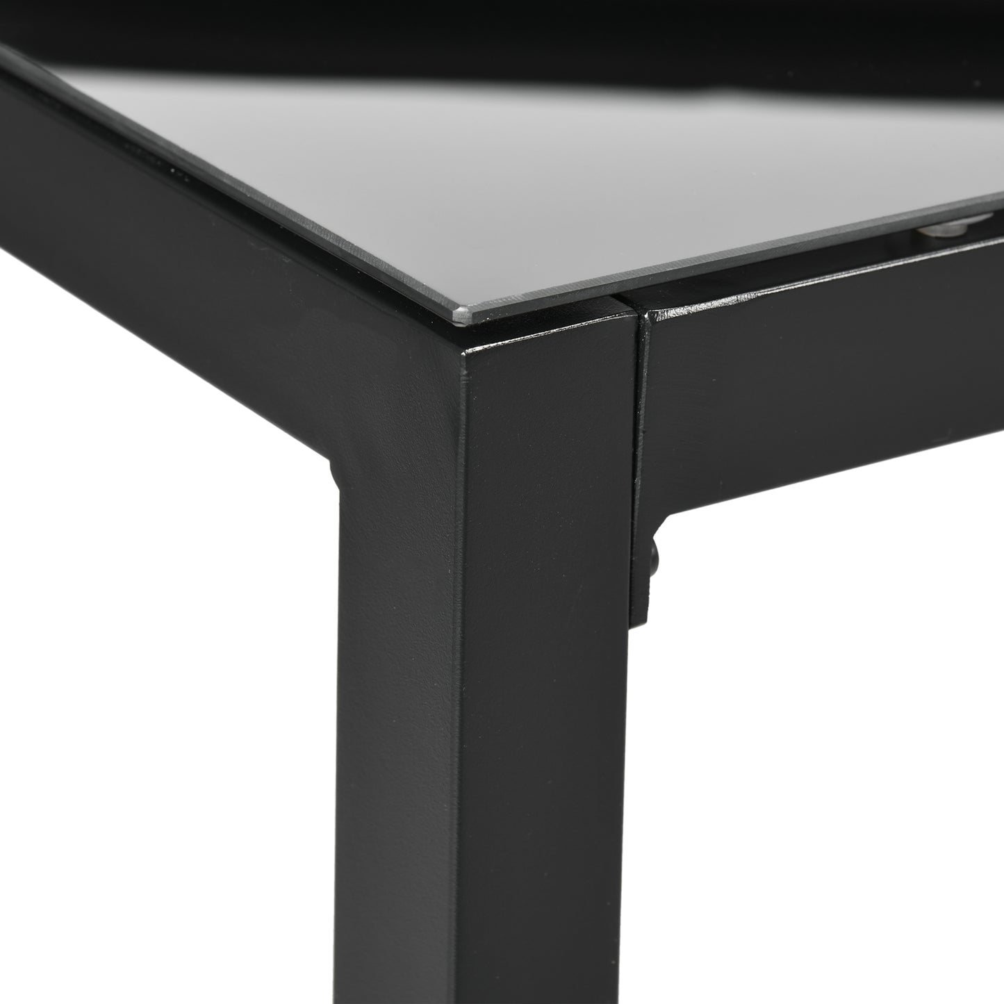 Rectangular Outdoor Dining Table for 8 People with Tempered Glass Top and Aluminum Frame, Black 70.9" x 31.5" x 28.3"
