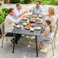 Rectangle Patio Dining Table for 6 Person, Metal Steel Slat Outdoor Table, for Lawn, Garden, 59" x 31.5" x 29", Grey