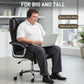 Big and Tall Office Chair 400 lbs, Desk Chair with Spring Cushion, PU Leather, High Back, Swivel Wheels, Black