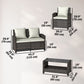 4-Piece Outdoor Wicker Patio Furniture Conversation Set, Includes Loveseat, Chairs and 2-Tier Table with Cushions, Modern Rattan Sofa Set for Backyard, Beige