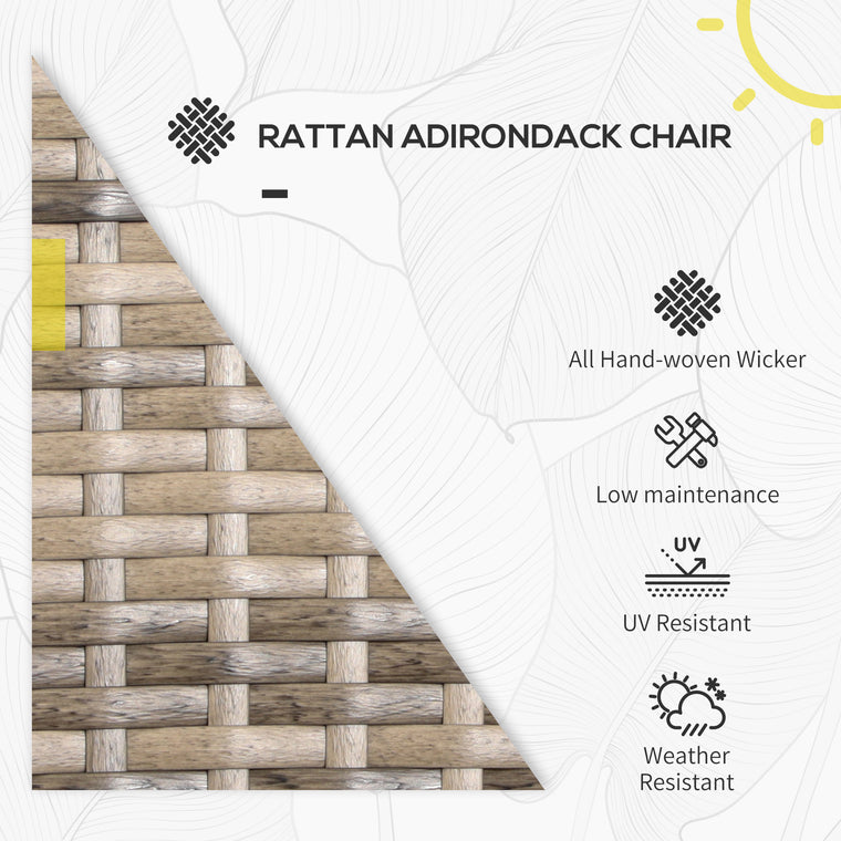 Mixed Grey PE Rattan Adirondack Chair with Cushions