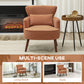 Modern Accent Chair, Upholstered Armchair with Solid Wood Legs and Lumbar Pillow for Living Room, Orange