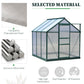 6.2' x 6.3' x 6.6' Clear Polycarbonate Greenhouse Large Walk-In Green House Garden Plants Grow Galvanized Base Aluminium Frame w/ Slide Door