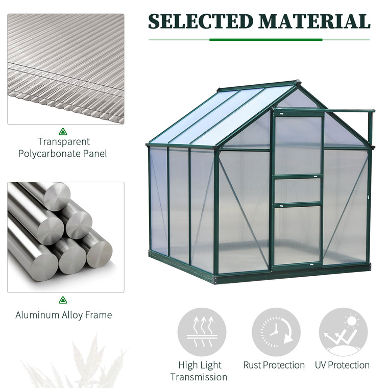 6.2' x 6.3' x 6.6' Clear Polycarbonate Greenhouse Aluminum Frame