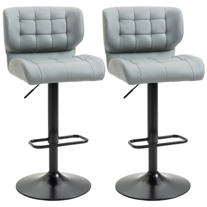 Swivel Bar Stools Set of 2, Adjustable PU Leather - Grey
