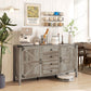 59" Buffet Cabinet, Farmhouse Sideboard with Thick Top, 2 Barn Doors, 4 Drawers and 2 Adjustable Shelves, Grey