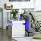Nightstand, Bedside Table with LED Lights and 2 Drawers for Bedroom, Living Room, White