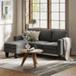 L-Shape Corduroy Sectional Sofa with Reversible Chaise - Dark Grey