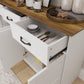Sideboard Buffet Cabinet with Storage, Modern Coffee Bar Cabinet with 3 Drawers and Adjustable Shelves, Distressed White