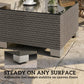 21.7" Square Patio Table, Small Outdoor Patio Coffee Side End Table with Tempered Glass Top, Black