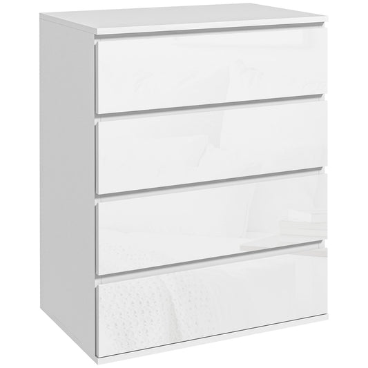 4-Drawer High-Gloss Chest of Drawers - White