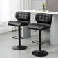 Swivel PU Leather Barstools Set of 2 Adjustable Bar Stools with Footrest Back for Kitchen Counter Dining Room Black