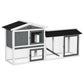 69"L Wooden Rabbit Hutch Pet Playpen Bunny House Enclosure with Run Box, Slide-out Tray, Ramp, White