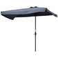 7.5ft Half Umbrella Semi Patio Parasol with Crank Handle, Top Vent for Garden, Balcony- NO BASE INCLUDED, Grey