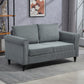 Vintage Loveseat, Upholstered Love Seat Furniture, Fabric 2 Seater Sofa with Rolled Arms, Rubber Wood Legs, Grey