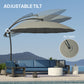 9FT Grey Cantilever Umbrella with 16 Fibreglass Ribs