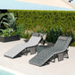 Outdoor Lounge Chair Set of 2, Folding Chaise Lounge Tanning Chair with Cushion, Side Pocket, Grey