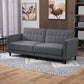 Convertible Bed with Couch, Button Tufted Fabric Sofa Bed with Adjustable Back for Living Room, Charcoal Grey