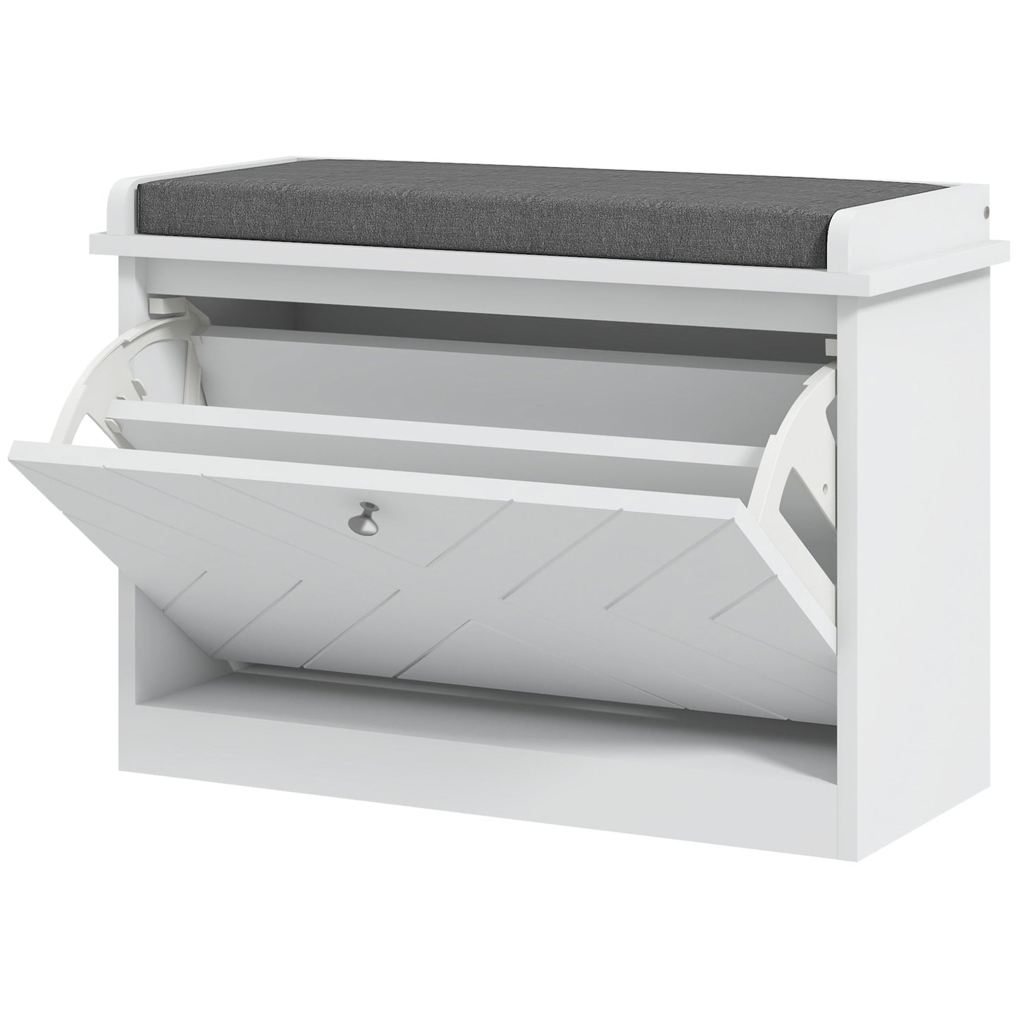 Shoe Storage with Seat, Upholstered Hallway Bench, Shoe Bench with Flip Drawer, Adjustable Shelf for 4-6 Pairs of Shoes