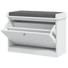 Shoe Storage Bench with Flip Drawer - White