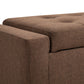Storage Ottoman Bench, Linen Upholstered Bench with Tufted Design, Brown