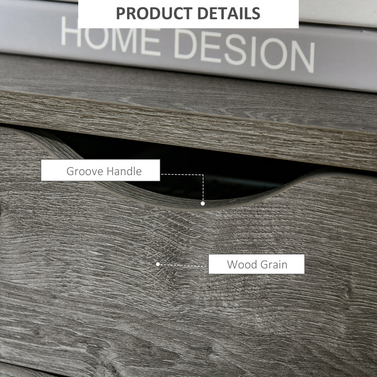Industrial Nightstand with 2 Drawers and Shelf - Grey