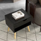 Set of 2 Nightstands with Storage Drawer and Shelf, Modern Bedside Table for Bedroom, Black