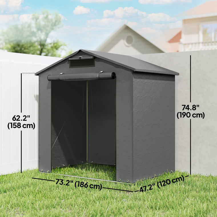 6' x 4' Galvanized Bike Storage Shed with Roll-Up Door and Vents