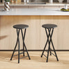 Set of 2 Foldable Barstools, Counter Height Bar Stools with Footrest and Steel Legs for Kitchen Island, Black