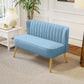 2 Seat Sofa, Upholstered Loveseat Sofa with Rubber Wood Legs, Blue