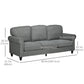 3-Seater Sofa Couch, 81" Modern Upholstered Linen Fabric Sofa with Rubberwood Legs, Nailhead Trim and Rolled Arms for Living Room, Bedroom and Apartment, Grey